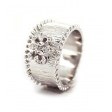 Finger Ring - 925 Sterling Silver with Fleur de Lis Charm - RN-PRG8974